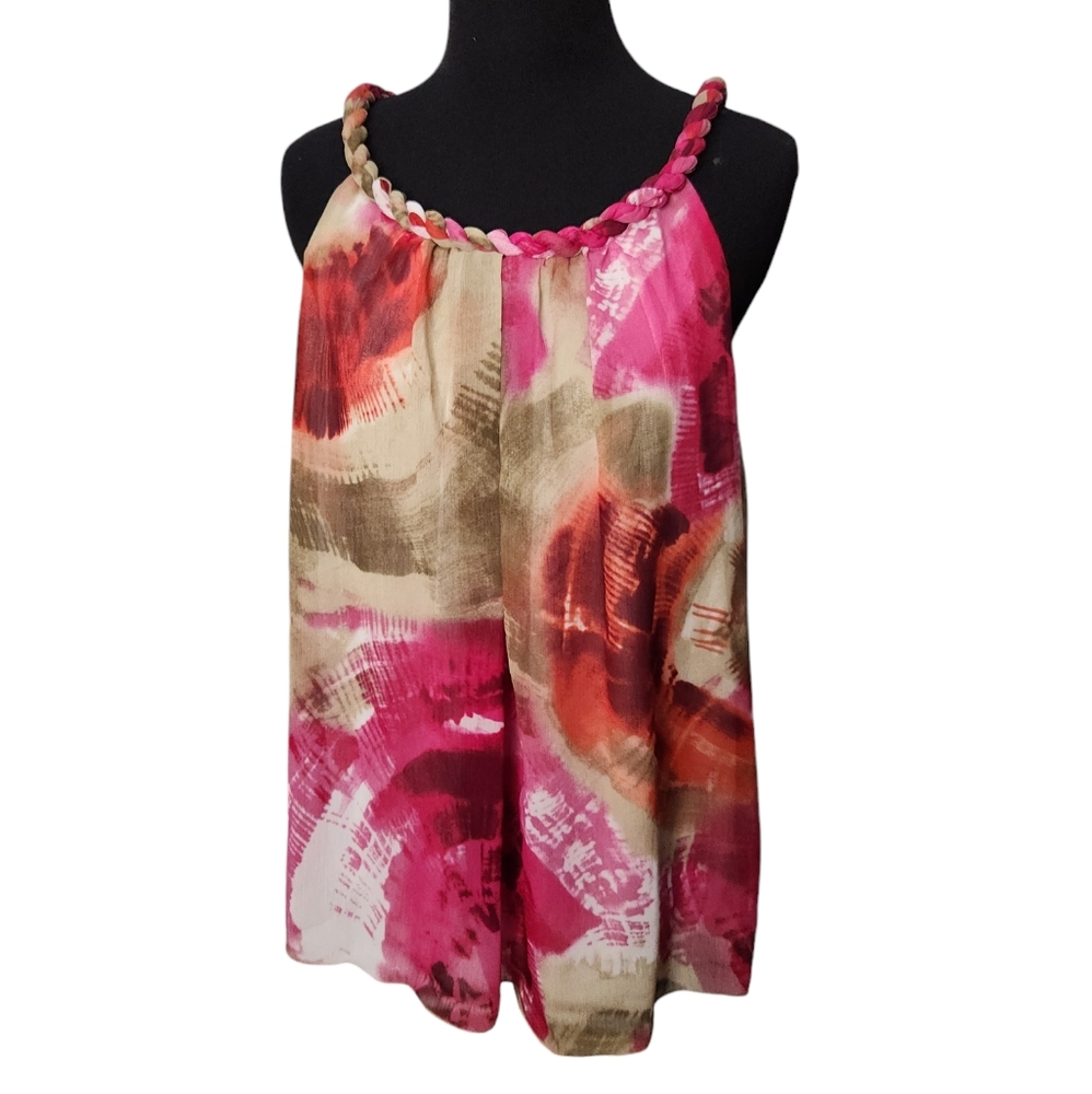 CATO Abstract Floral Sleeveless Halter Top Size Medium